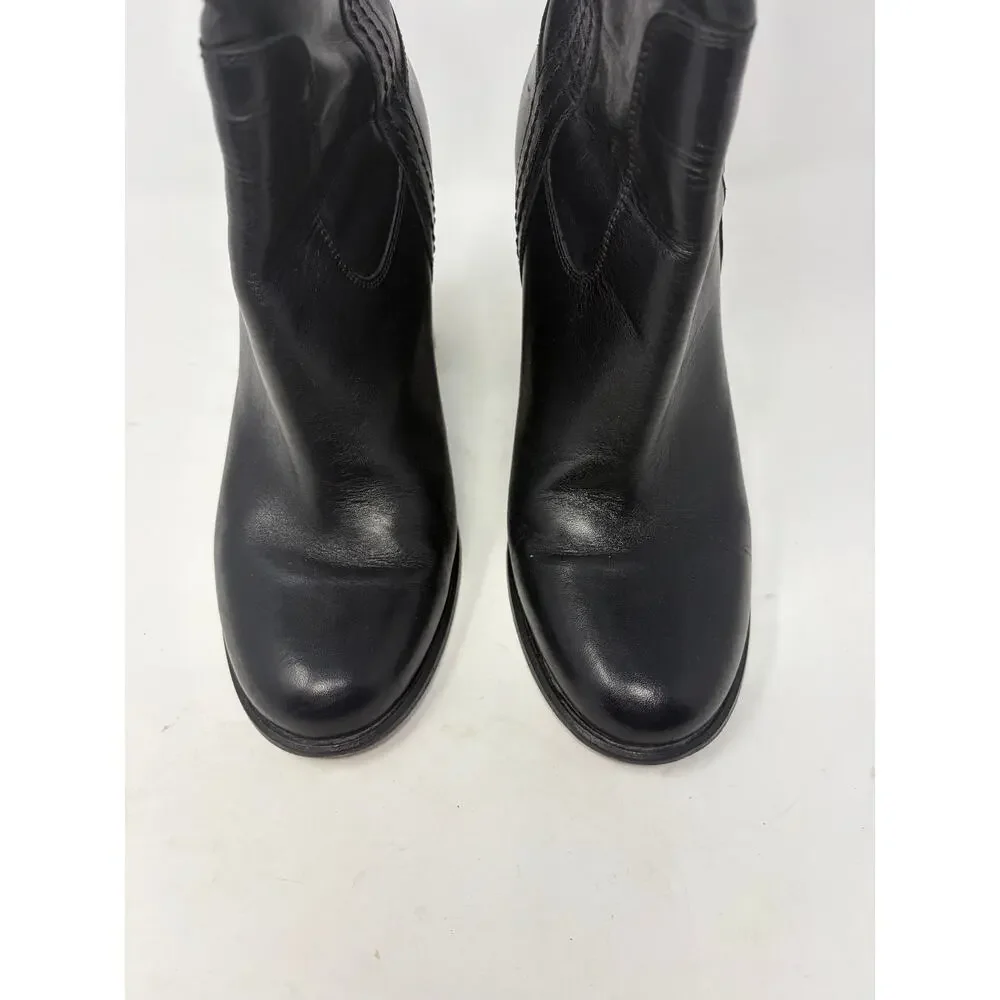 Kate Spade Baise heeled boots 10M black leather pull on almond toe